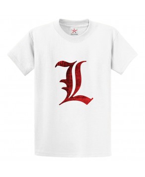 L Death Note Classic Unisex Kids and Adults T-Shirt for Animated Thriller Show Fans